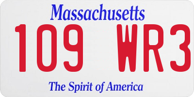 MA license plate 109WR3