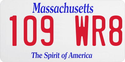 MA license plate 109WR8