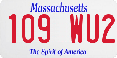 MA license plate 109WU2