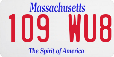 MA license plate 109WU8