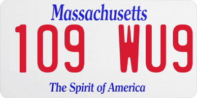MA license plate 109WU9
