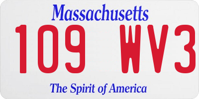 MA license plate 109WV3