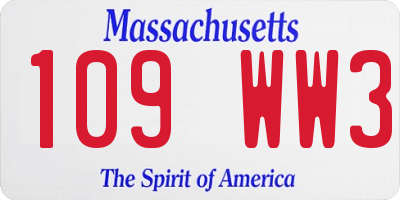 MA license plate 109WW3