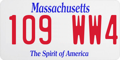 MA license plate 109WW4