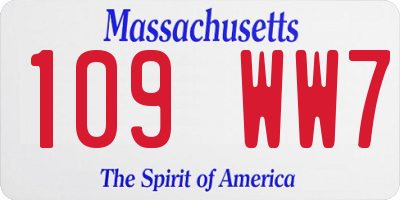 MA license plate 109WW7