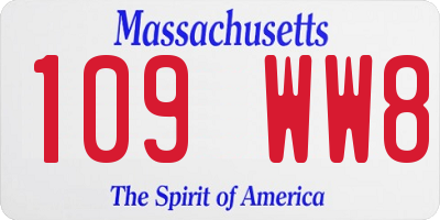 MA license plate 109WW8