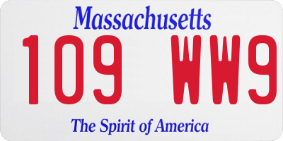 MA license plate 109WW9