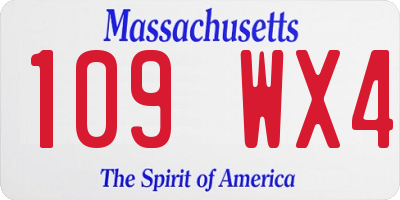 MA license plate 109WX4