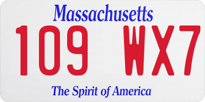 MA license plate 109WX7