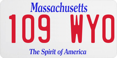 MA license plate 109WY0