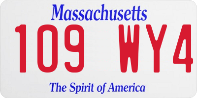 MA license plate 109WY4