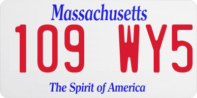 MA license plate 109WY5