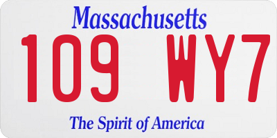 MA license plate 109WY7