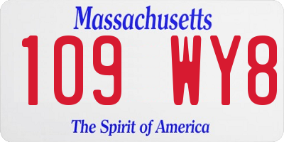 MA license plate 109WY8