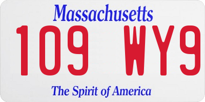 MA license plate 109WY9