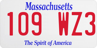 MA license plate 109WZ3