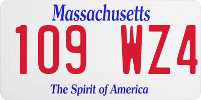 MA license plate 109WZ4