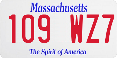 MA license plate 109WZ7
