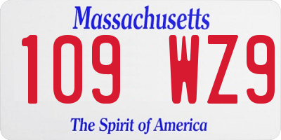 MA license plate 109WZ9