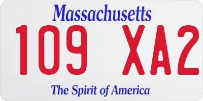 MA license plate 109XA2