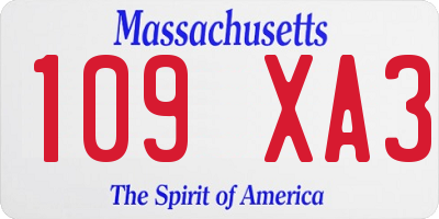 MA license plate 109XA3