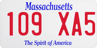 MA license plate 109XA5
