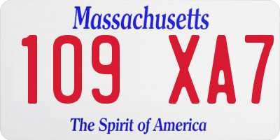 MA license plate 109XA7