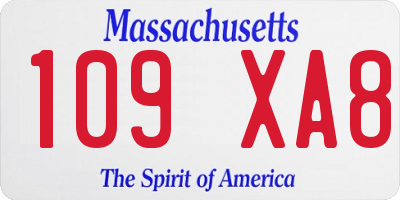 MA license plate 109XA8