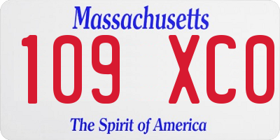 MA license plate 109XC0
