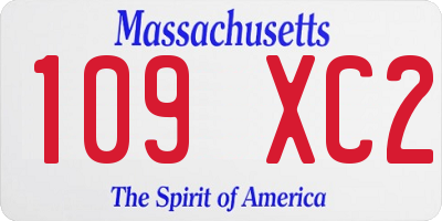 MA license plate 109XC2