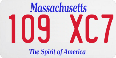MA license plate 109XC7