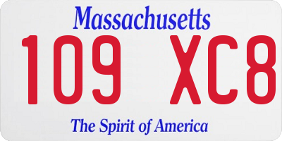MA license plate 109XC8