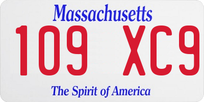 MA license plate 109XC9