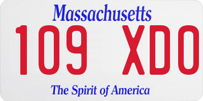 MA license plate 109XD0
