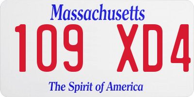 MA license plate 109XD4