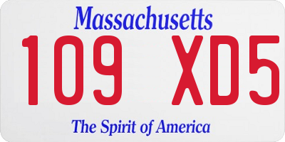 MA license plate 109XD5