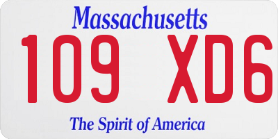 MA license plate 109XD6
