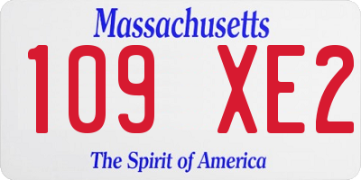 MA license plate 109XE2
