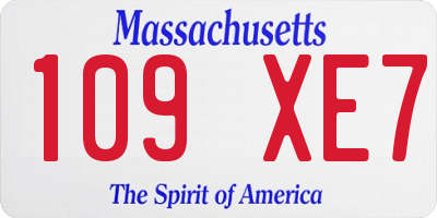 MA license plate 109XE7
