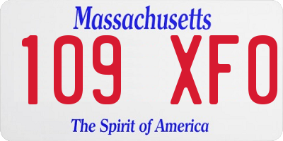 MA license plate 109XF0