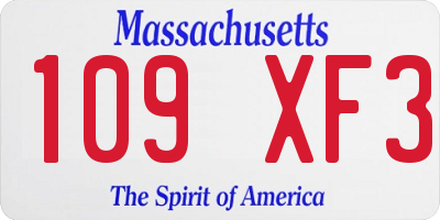 MA license plate 109XF3