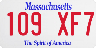 MA license plate 109XF7