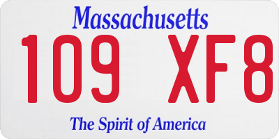 MA license plate 109XF8