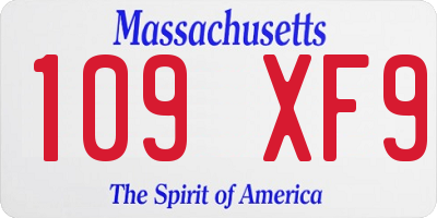 MA license plate 109XF9