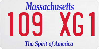 MA license plate 109XG1