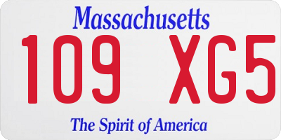 MA license plate 109XG5