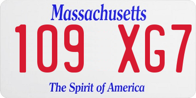 MA license plate 109XG7