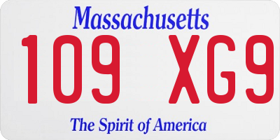 MA license plate 109XG9