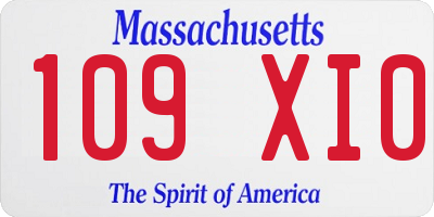 MA license plate 109XI0