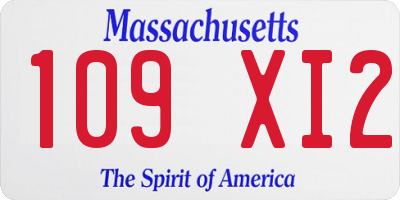 MA license plate 109XI2